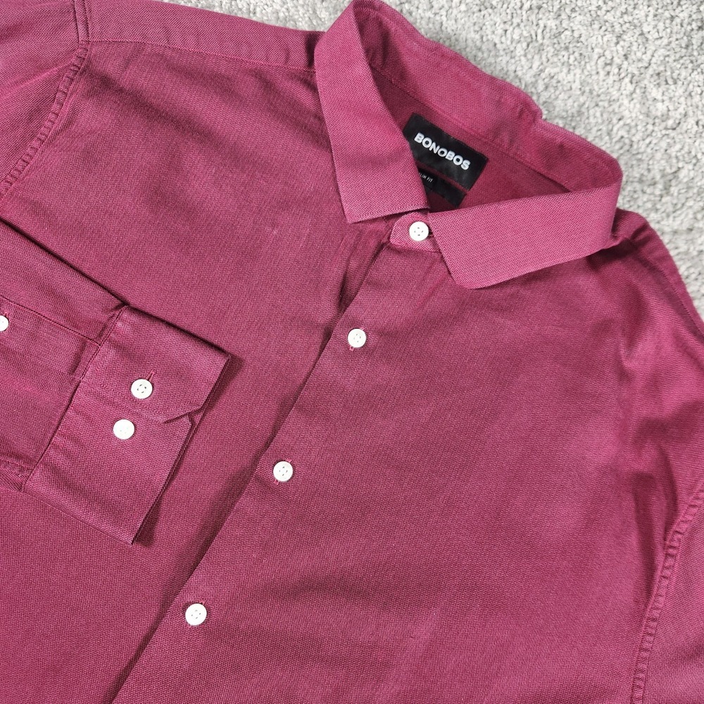 Bonobos Shirt Mens XXL Button Up Slim Fit Maroon Long Sleeve Office Career